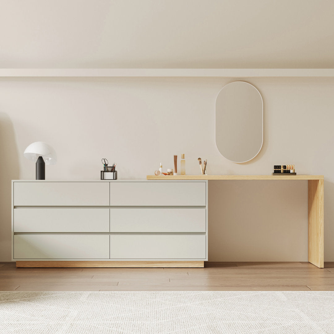 Berek Vanity Extendable Vanity Table with 6 Drawers Modern Home Office Desk Latitude Run®