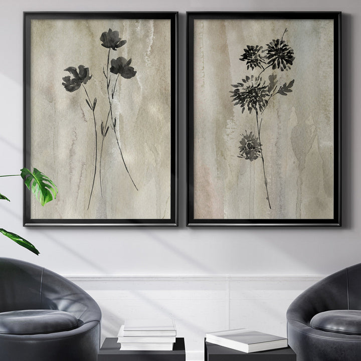 Sumi-E Silhouette III - 2 Piece Painting Print Set Three Posts™ Mat Color: No Mat Size: 18.5" H x 49" W x 1.5" D Format: 31.5" H x 47" W x 1.5" D
