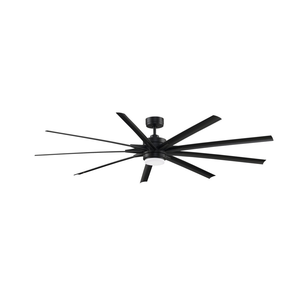 84" Odyn 9 - Blade Outdoor LED Standard Ceiling Fan with Light Kit Included Fanimation Finish: Black