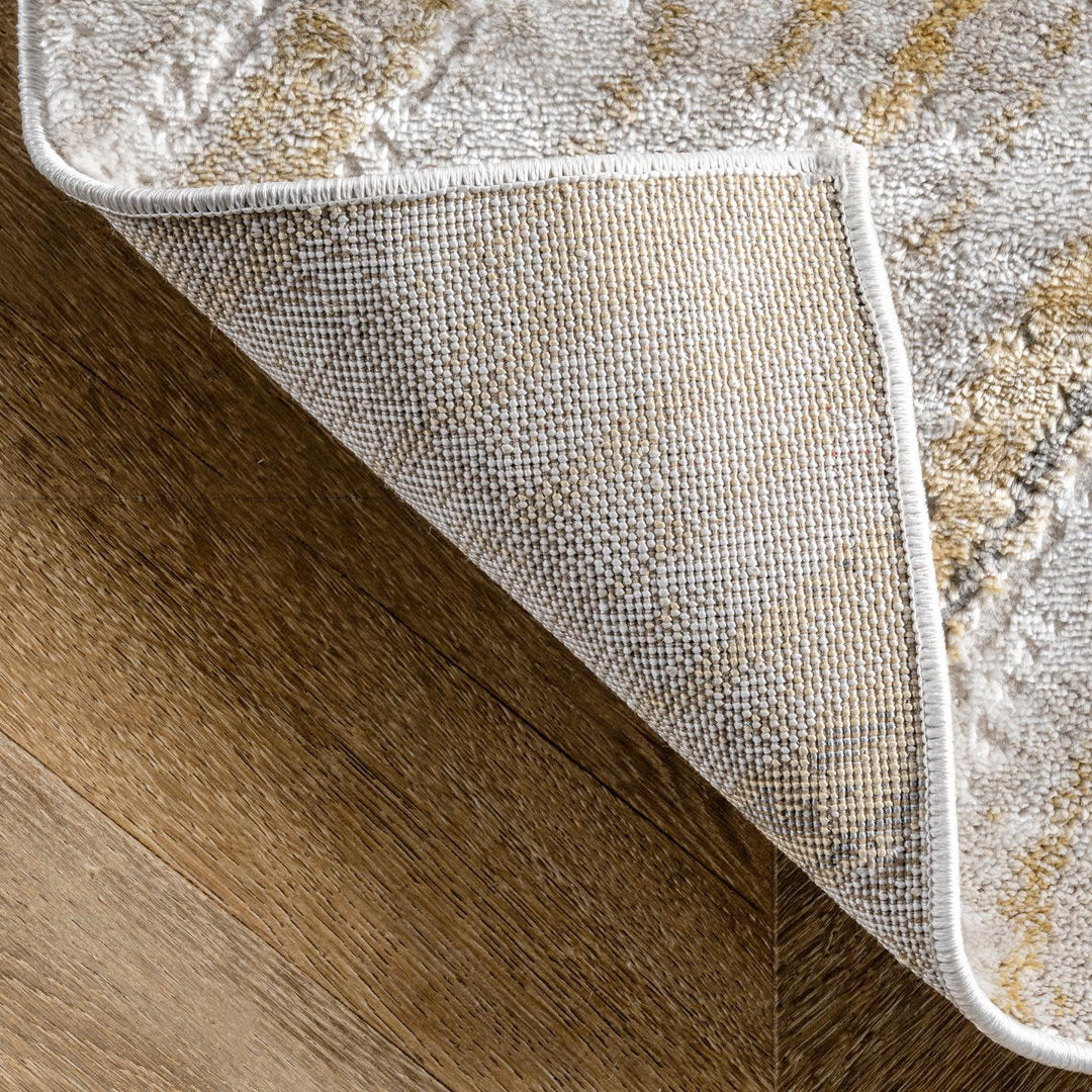 Nissen Abstract Power Loom Yellow/Gray Rug Everly Quinn Rug Size: Rectangle 6'7" x 9'