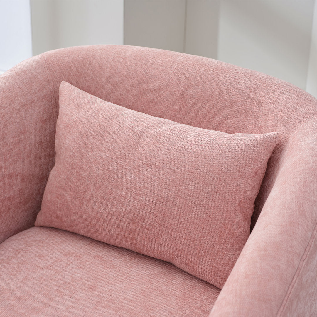 Swivel Accent Arm Chair with Plump Pillow Upholstered Comfy 360 Degree Swivel  Sofa Chair Brayden Studio® Body Fabric: Pink Linen Blend