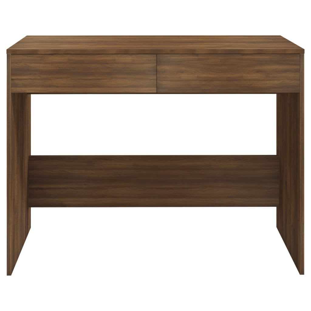 Desk with Drawers Computer Desk Home Office Study Table Engineered Wood Latitude Run® Color: Brown Oak