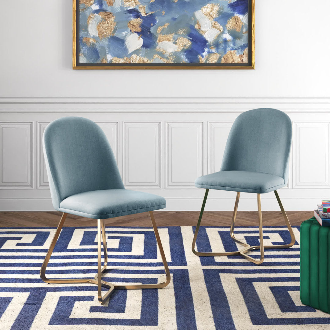 Ainhoa Linen Upholstered Side Chair (Set of 2) Etta Avenue™ Upholstery Color: Blue
