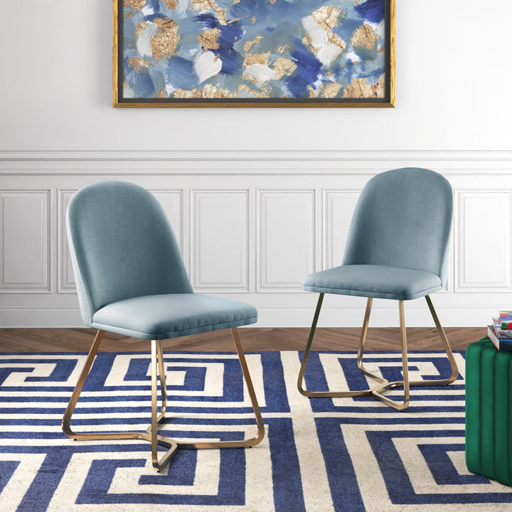 Ainhoa Linen Upholstered Side Chair (Set of 2) Etta Avenue™ Upholstery Color: Blue