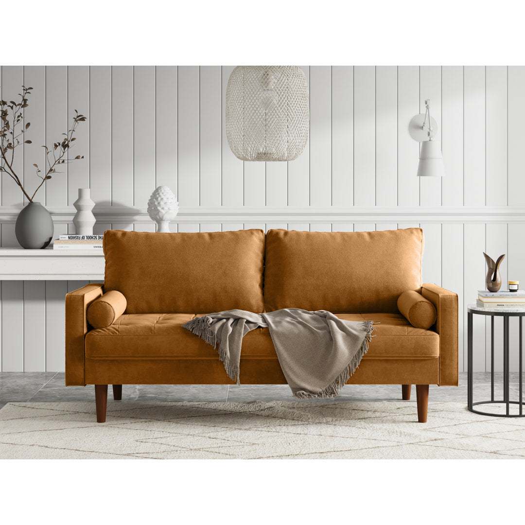 Sellner 70" Velvet Square Arm Tufted Seat Sofa George Oliver Fabric: Ginger Velvet