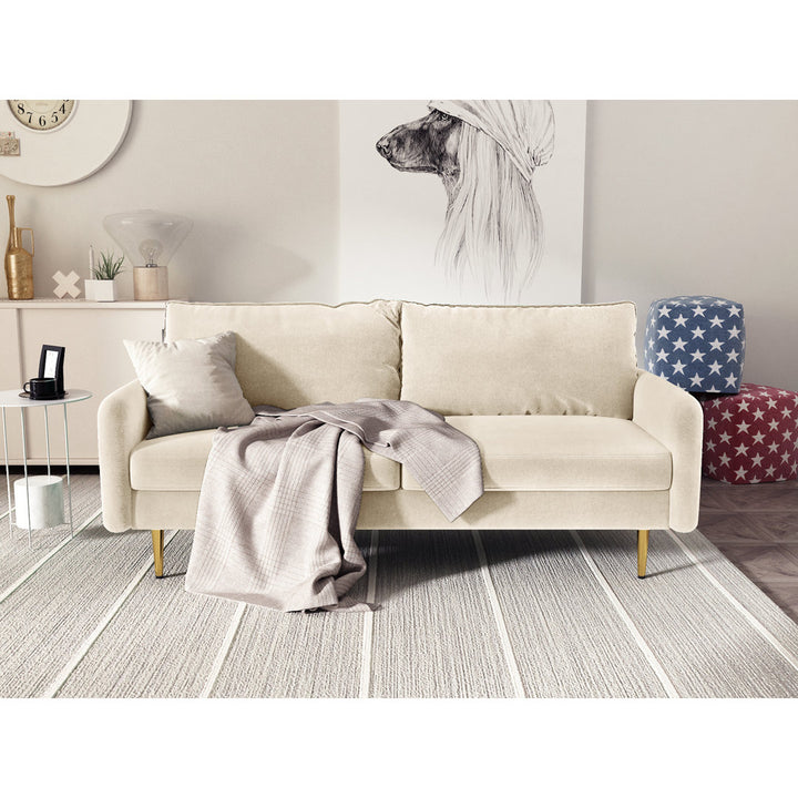 Javonta 70'' Upholstered Sofa Everly Quinn Fabric: Beige Velvet