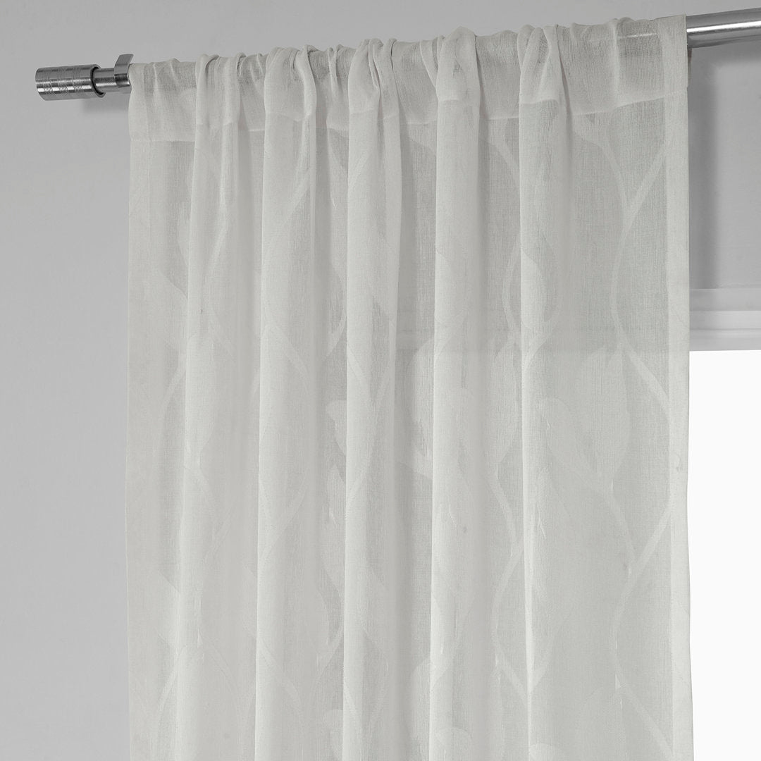 Faux Linen Sheer Curtains for Bedroom, Living Room Curtains for Large Window Single Panel Drape Winston Porter Size per Panel: 50" W x 84" L