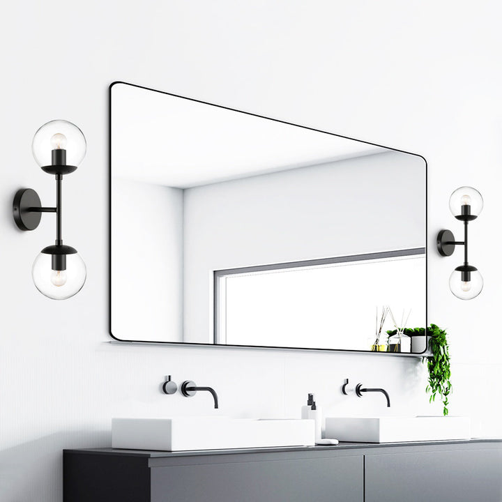 Cournoyer 2-Light Dimmable Wallchiere George Oliver Shade Color: Clear Finish: Black