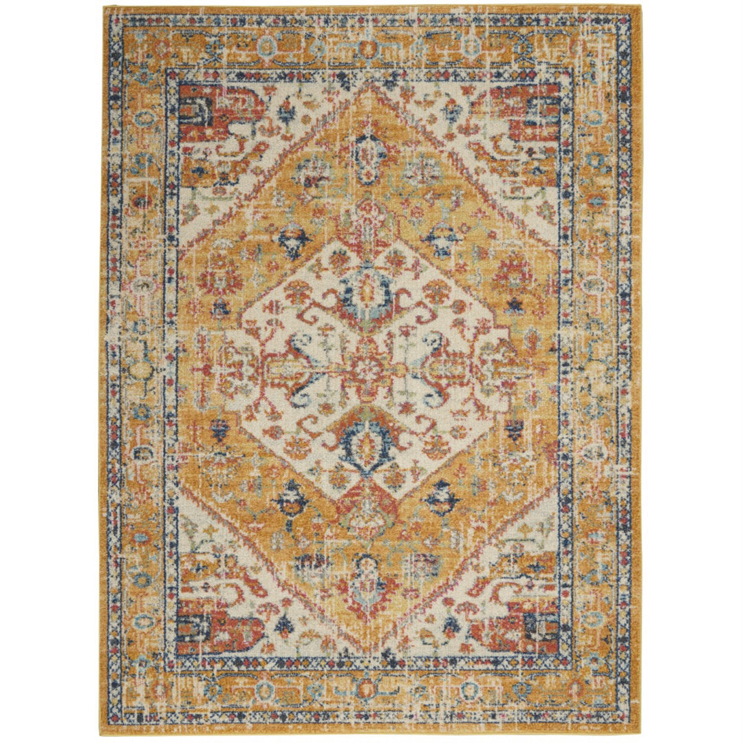 Baylee Oriental Yellow/Ivory Area Rug Kelly Clarkson Home Rug Size: Rectangle 5'3" x 7'3"