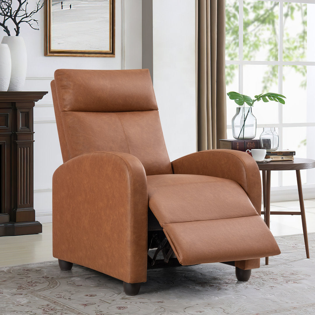 Sykora 26.8" Wide Faux Leather Manual Club Recliner Ebern Designs Fabric: Light Brown