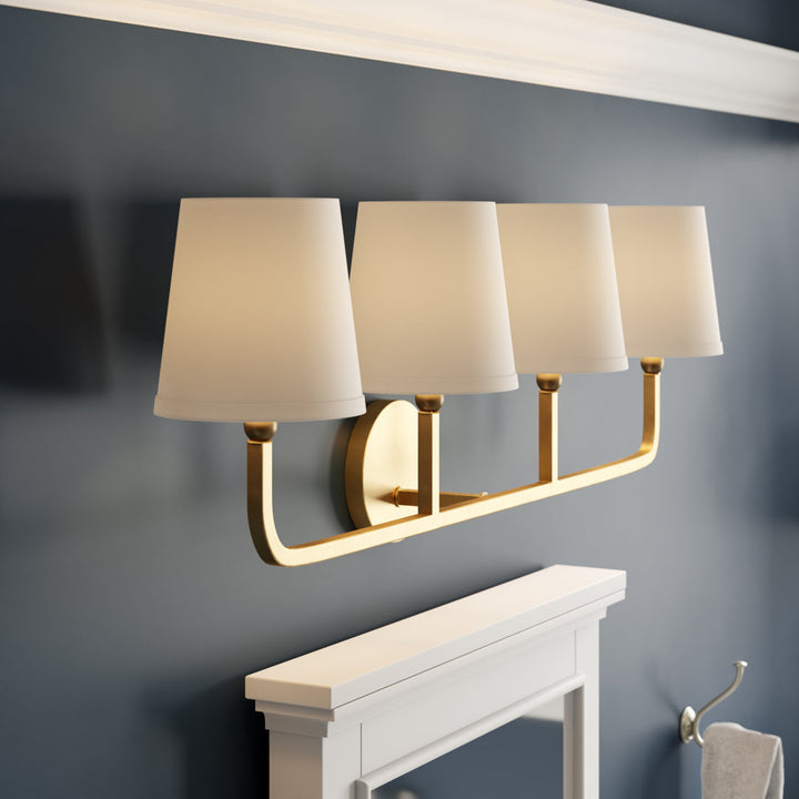Climsland Dimmable Vanity Light Three Posts™ Number of Lights: 4, Finish: Aged Brass