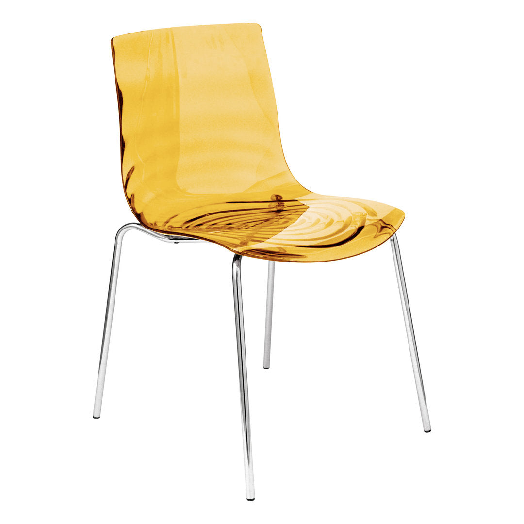 Lerner Plastic Dining Side Chair with Chrome Base Ivy Bronx Color: Transparent Orange