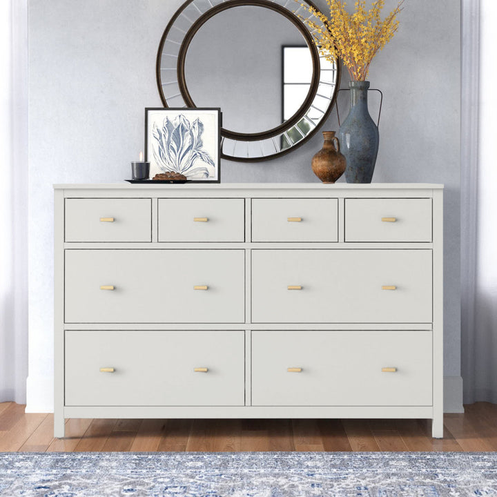 Kowalsky 8 Drawer 57.99" W Double Dresser Three Posts™ Color: Bleached White