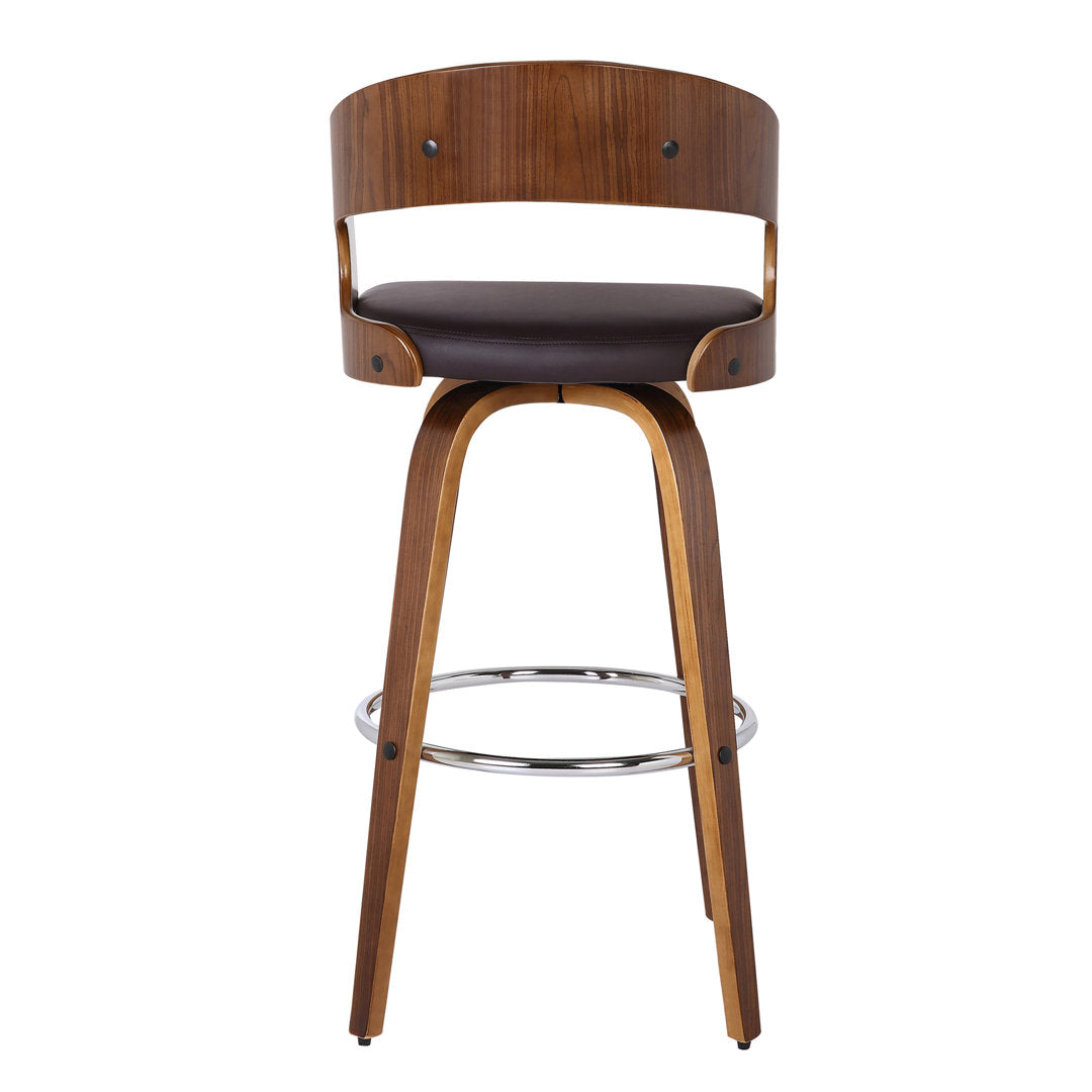 Pensacola Mid-century Swivel Counter Height Bar Stool Corrigan Studio® Upholstery: JY Brown Faux Leather, Seat Height: Counter Stool (26" Seat Height)