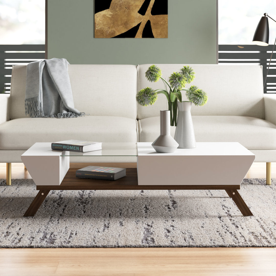 Soto 4 Legs Coffee Table with Storage Mercury Row® Color: White