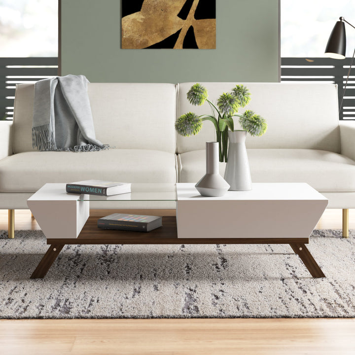 Soto 4 Legs Coffee Table with Storage Mercury Row® Color: White