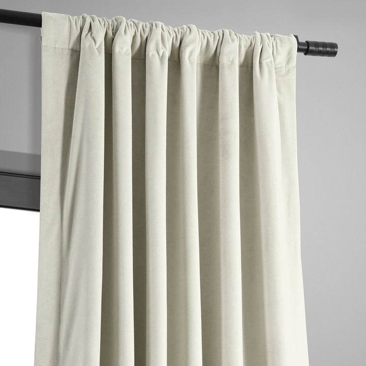 Olivia Signature Thermal Lined 100% Blackout Velvet Curtains for Bedroom & Living Room Curtains Single Panel Window Curtains Gracie Oaks Curtain Color: Off White Size per Panel: 50"W x 63"L