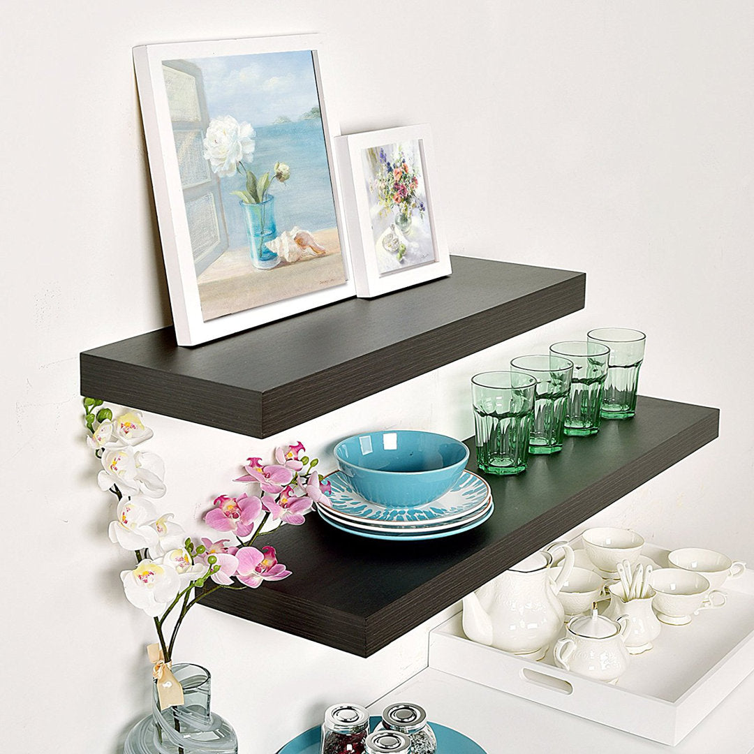 Bovina Floating Shelf Winston Porter Size: 2" H x 24" W x 9.25" D Finish: Walnut