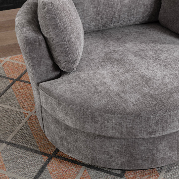 Achorn 42.26" W Polyester Recessed Arm Slipcovered Swivel Barrel Chair Hokku Designs Fabric: Gray Polyester