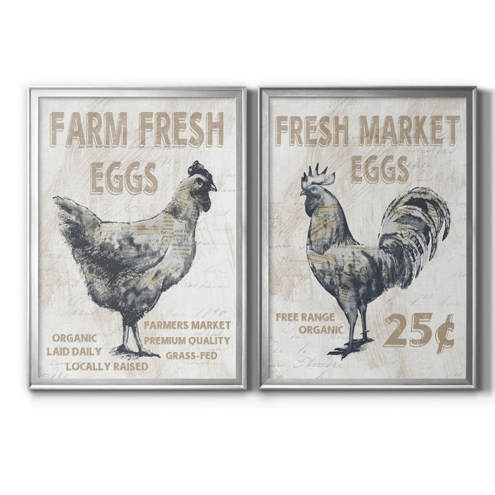 Farm Fresh Chicken - 2 Piece Print Set (Set of 2) August Grove® Mat Color: No Mat Size: 18.5" H x 49" W x 1.5" D Format: Silver Framed Canvas