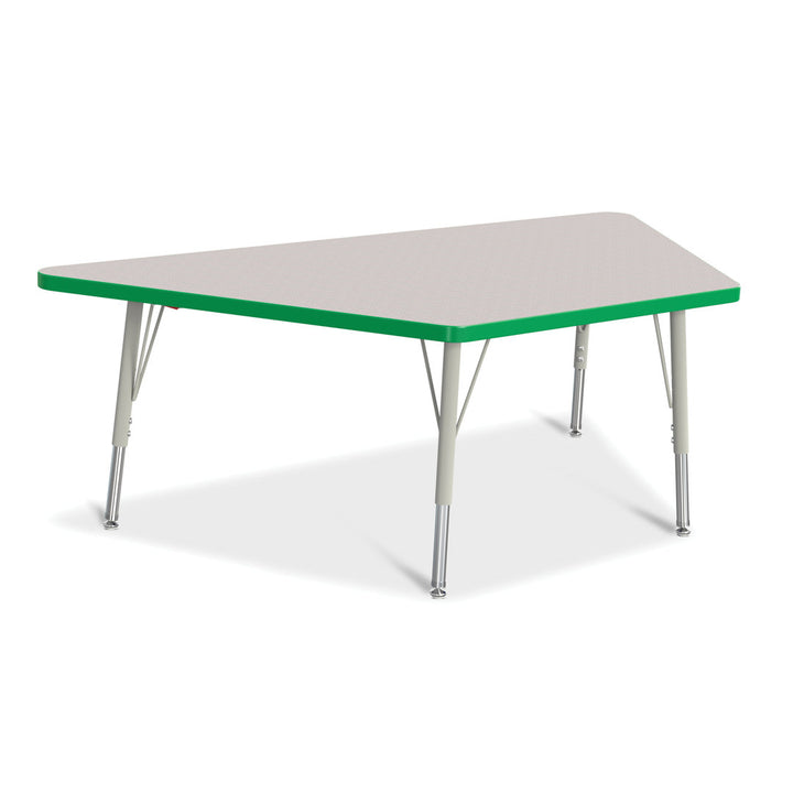 Berries® Trapezoid Activity Tables Jonti-Craft Size: 30" W x 60" D (Elementary size: 15" - 24" H) Side Finish: Gray / Green