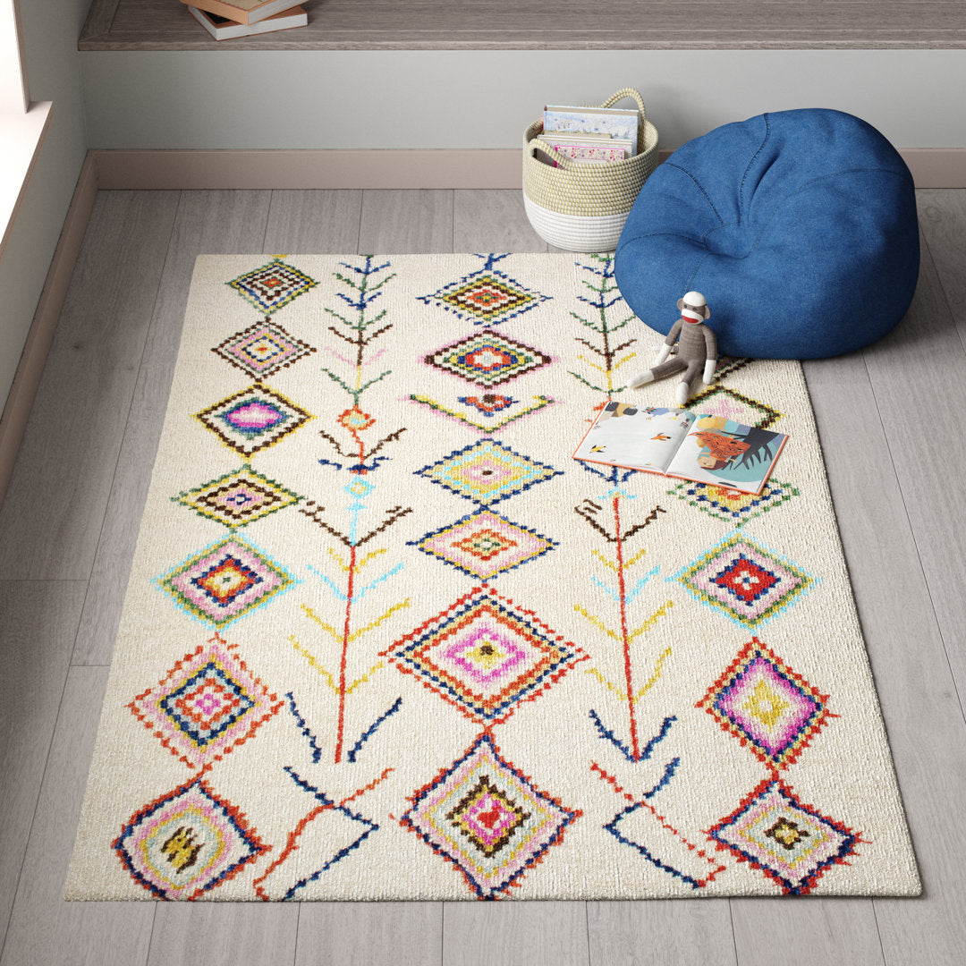 Agostini Handmade Tufted Wool Off-White Rug Mack & Milo™ Rug Size: 5' x 8'