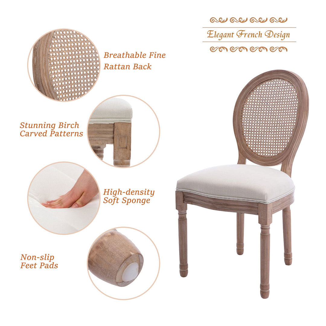 Madelynn King Louis Back Side Chair in Beige/Oak (Set of 2) Kelly Clarkson Home
