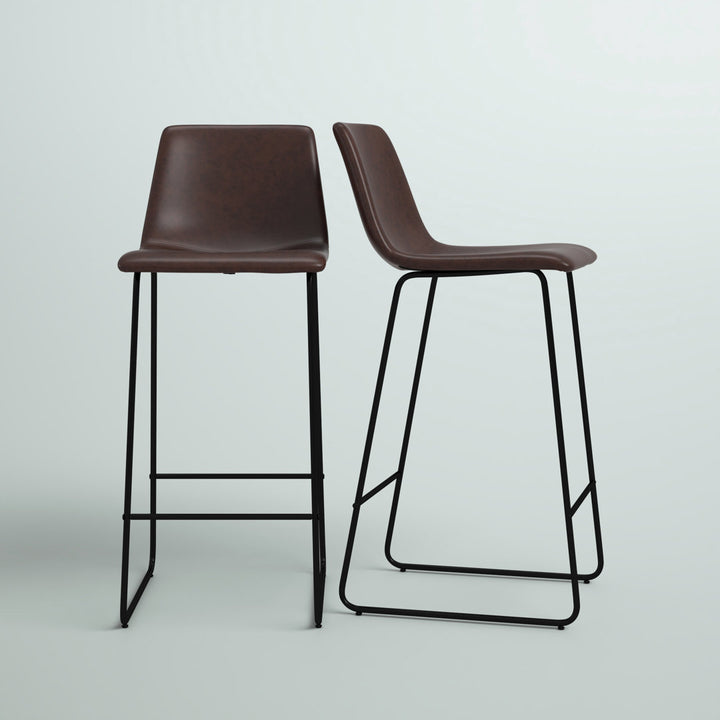 Liekele Upholstered Counter Height Modern Dining Stools by Flash Furniture (Set of 2) Ivy Bronx Seat Height: Bar Stool ( 30” Seat Height), Upholstery: Dark Brown Faux Leather