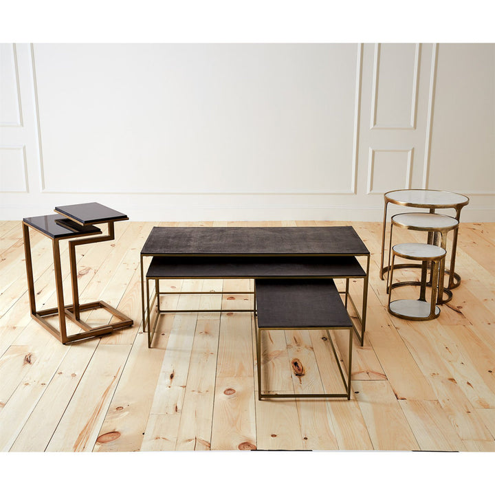 3 Piece Marble Top Nesting Table Set-Brass Global Views