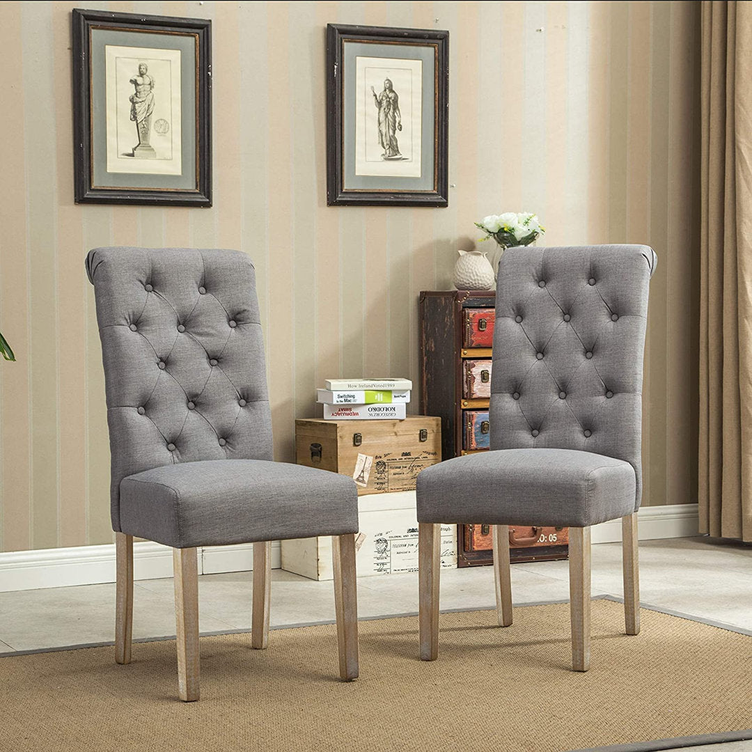Charlotte Tufted Upholstered Parsons Chair (Set of 2) Red Barrel Studio® Upholstery Color: Gray