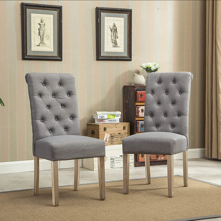 Charlotte Tufted Upholstered Parsons Chair (Set of 2) Red Barrel Studio® Upholstery Color: Gray