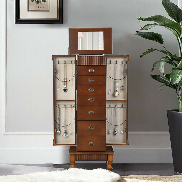Melitta Wood Free Standing Jewelry Armoire with Mirror Canora Grey