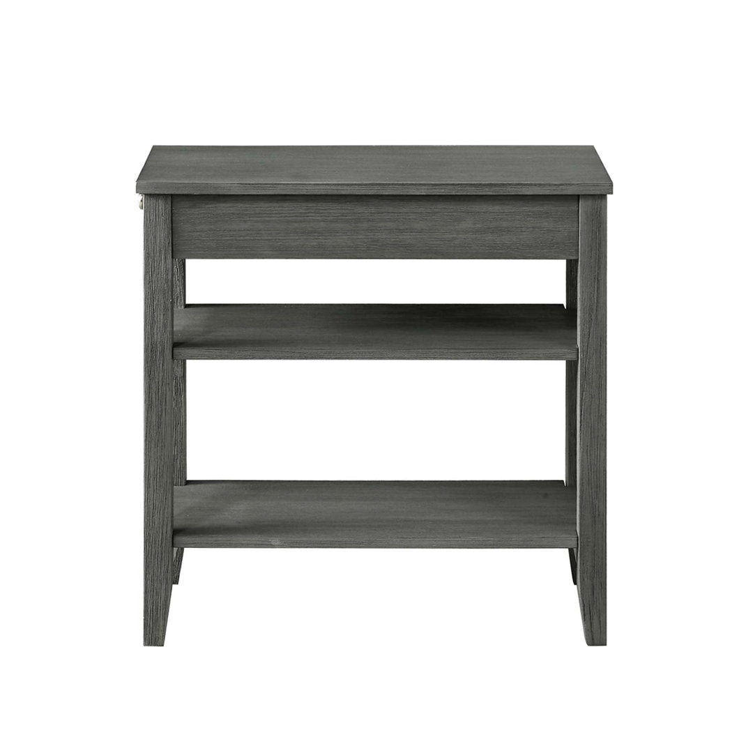 Carbin End Table with Drawer and Shelves Winston Porter Color: Dark Gray Wirebrush