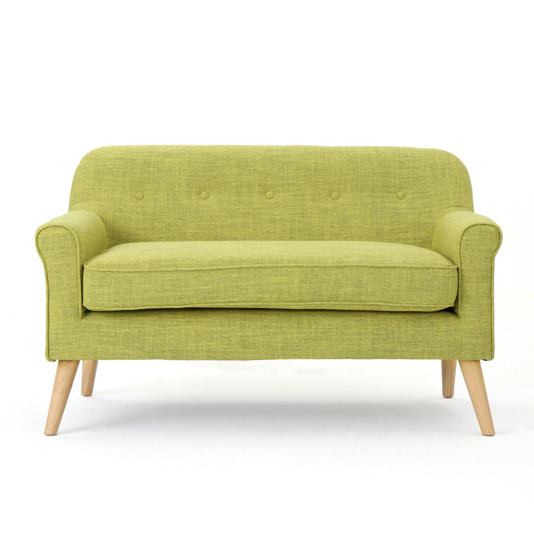 Deby 49.75" Flared Arm Loveseat George Oliver Upholstery Color: Muted Green Polyester