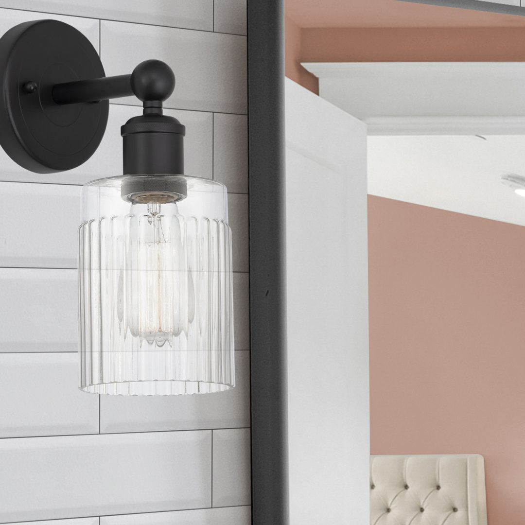 Elloise 1-Light Armed Sconce Kelly Clarkson Home Shade Color: Clear Fixture Finish: Matte Black