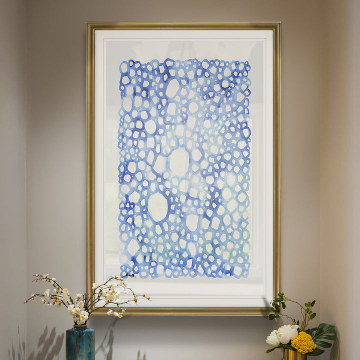 Indigo Plexus I' Print on Canvas Highland Dunes Size: 30.5" H x 42.5" W x 1.5" D Format: Gold Framed