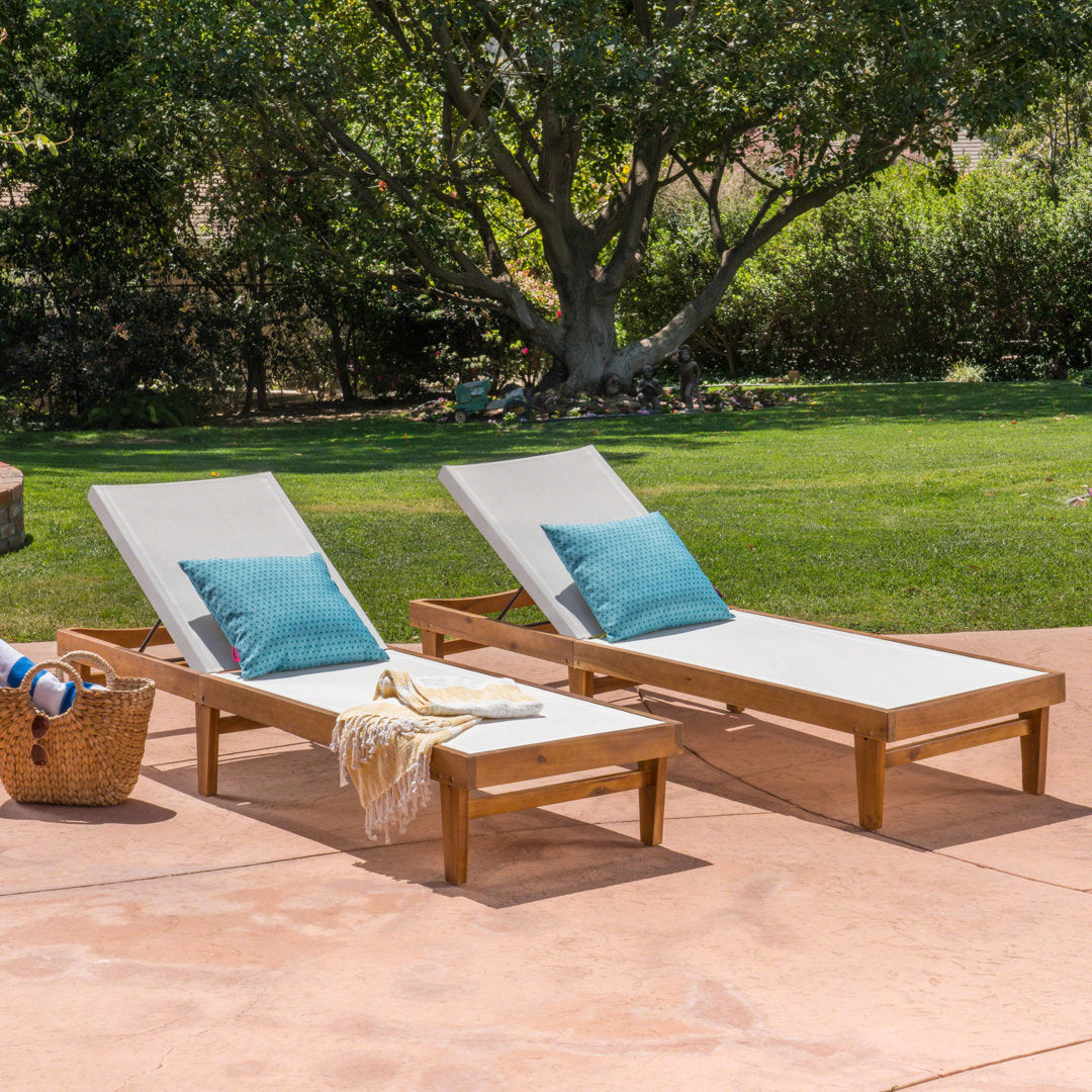 Scheiner 24'' Outdoor Acacia Chaise Lounge (Set of 2) Birch Lane™ Color: Teak