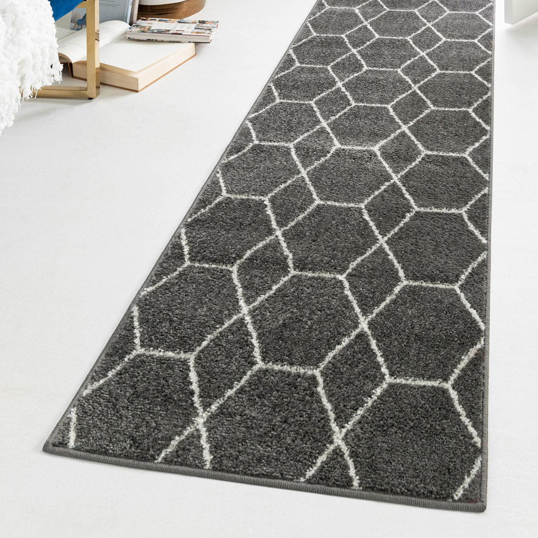 Debrodie Geometric Dark Gray Area Rug George Oliver Rug Size: Runner 2' x 6'1"