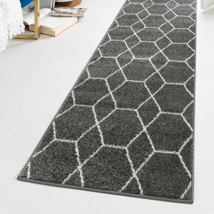 Debrodie Geometric Dark Gray Area Rug George Oliver Rug Size: Runner 2' x 6'1"