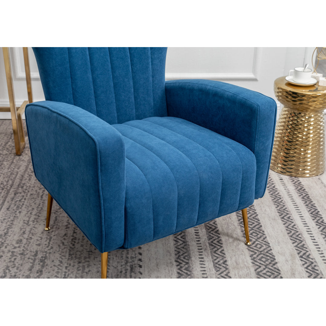 Floreal 27.5" Wide Velvet Wingback Chair Etta Avenue™ Fabric: Blue