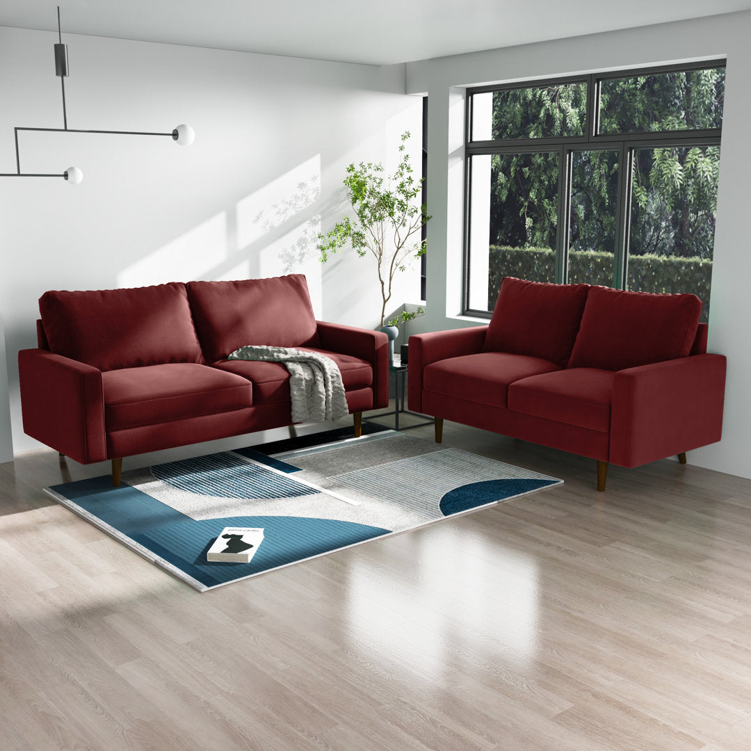 Markham 70" Velvet Square Arm Sofa Willa Arlo™ Interiors Fabric: Wine Red Polyester