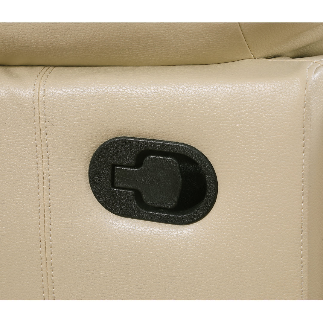 Trower 89" Faux Leather Pillow Top Arm Reclining Sofa Red Barrel Studio® Upholstery: Beige Faux Leather