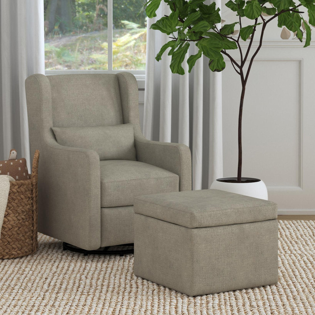 Adrian Swivel Glider and Ottoman Carter's by DaVinci Upholstery Color: Gray Tweed