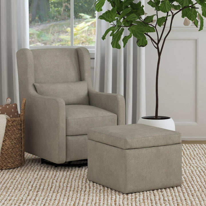 Adrian Swivel Glider and Ottoman Carter's by DaVinci Upholstery Color: Gray Tweed