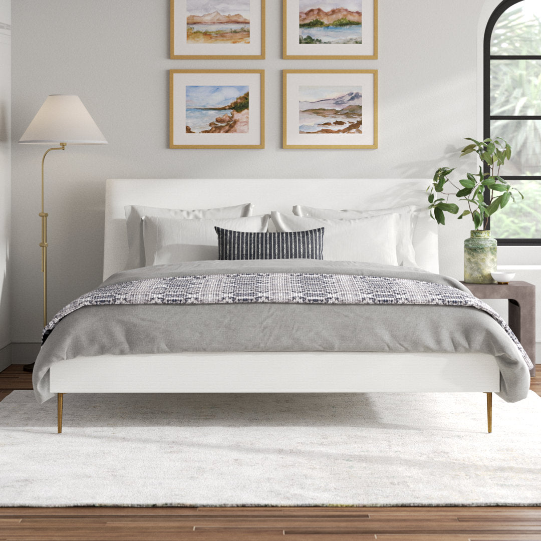Venedy Upholstered Low Profile Platform Bed Joss & Main Color: White Size: King