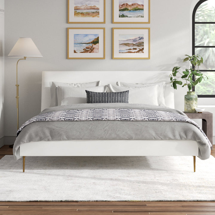 Venedy Upholstered Low Profile Platform Bed Joss & Main Color: White Size: King