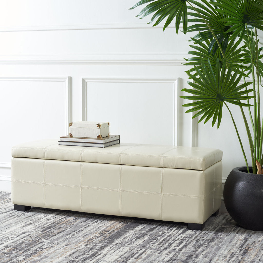 Maiden Upholstered Flip Top Storage Bench Latitude Run® Color: Flat Cream Faux Leather