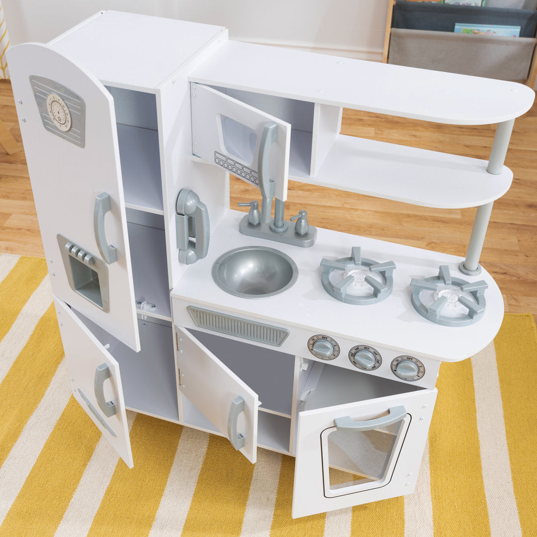 Vintage Wooden Play Kitchen with Ice Maker and Play Phone KidKraft Color: White