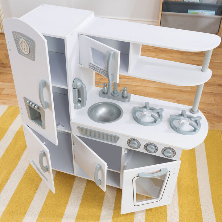 Vintage Wooden Play Kitchen with Ice Maker and Play Phone KidKraft Color: White