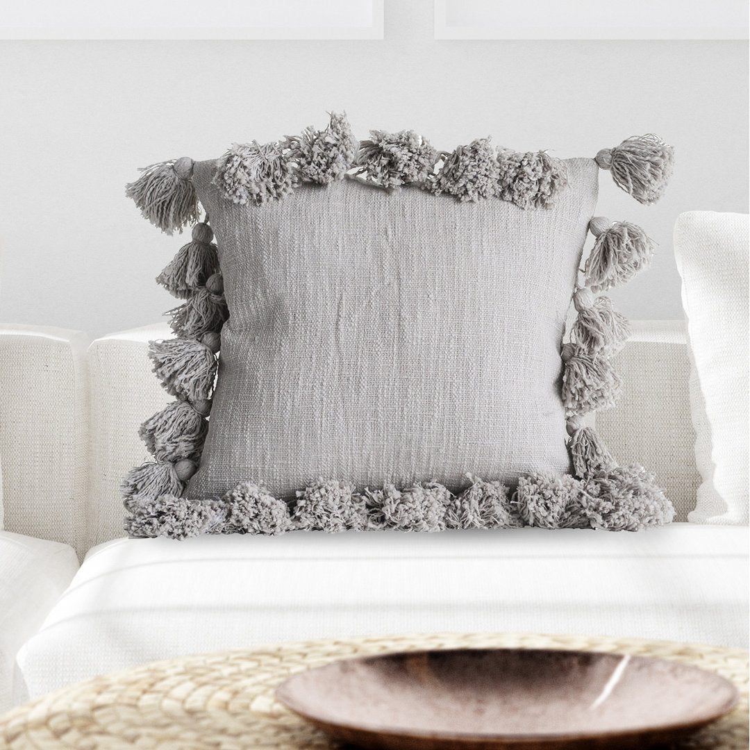 Vivienne Luxurious Square Cotton Pillow Cover and Insert Kelly Clarkson Home Color: Gray